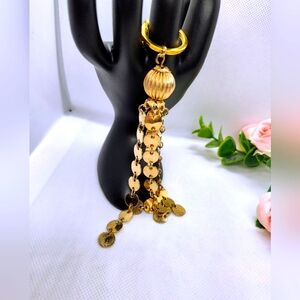 Re-Inspired Vintage Jewelry Keychain Gold Tone Ball With Cascading Discs